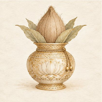 कलश एवं श्रीफल का चित्रांकन